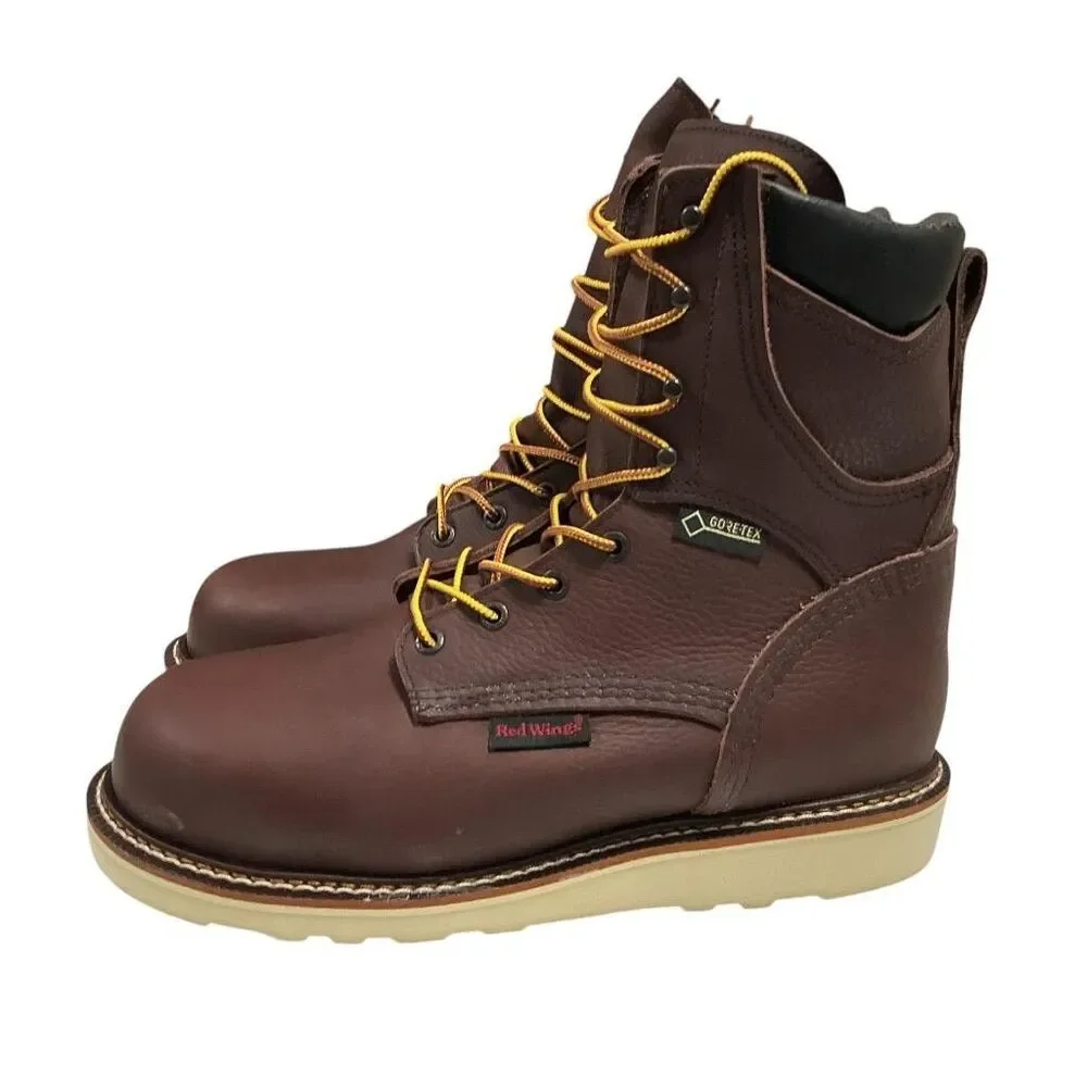 Red Wing Mens Lace-up Steel Toe Work Boots 9D Brown Slip Oil Puncture Resistant